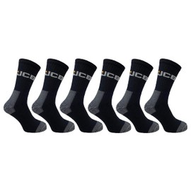 JCB Socks - Workwear Apparel Socks men's - Men's Socks - Work Socks with Added Elastane - Socks Men's - 3 Pack - Socks Multipack - Black Socks - UK 6-11, EUR 39-46 (6 Pair Pack)