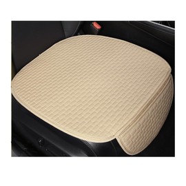 Yourkar 2PCS Car Seat Bottom Cover Pad, Breathable Auto Front Seat Button Cushion Mat with Pocket, Soft Comfortable Vehicle Seat Protector Pad, Universal Truck SUV Car Accessories (Beige)