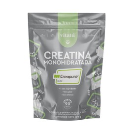 Vitatú | Creatina Monohidratada Creapure, 100% Pura, Vegana, Sin Sabor, 90 porciones de 5 g en polvo, Sin Olor, Pre workout, Pre Entreno, 450 g, Suplemento Alimenticio