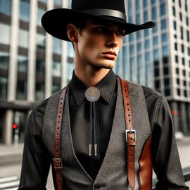 HLYMPONY Vintage Bolo Tie Western Cowboy Leather Rodeo Bolo Bola Tie Necktie for Men
