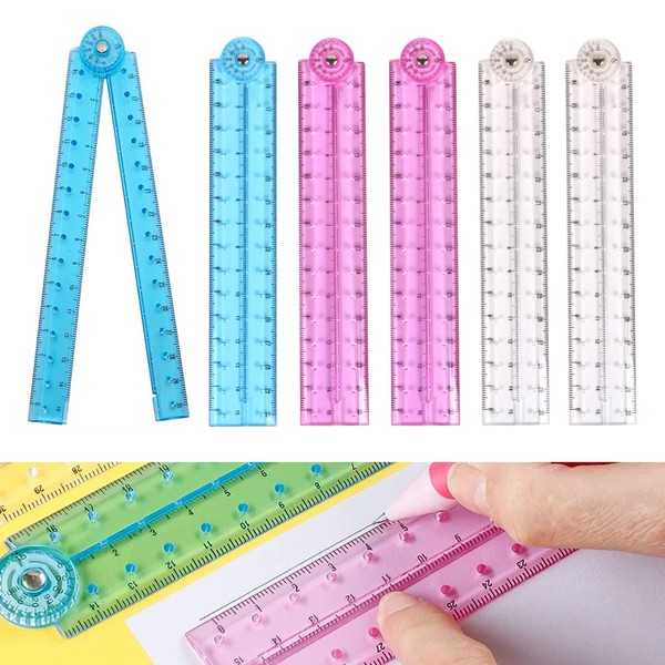 6 Pcs Folding Ruler 30cm, Foldable Ruler, Geometric Folding Ruler,