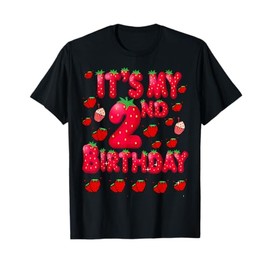 Kids 2 Year Old Strawberry Birthday Girl Sweet Fruit 2nd T-Shirt