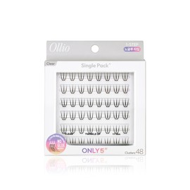Ollio No Glue Eyelash #Clear [Single PACK Plus] (Short/Wide) (48pcs/36pcs) - [Short] 9mm 48pcs
