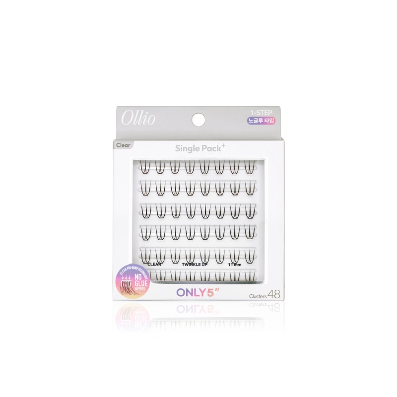 Ollio No Glue Eyelash #Clear [Single PACK Plus] (Short/Wide) (48pcs/36pcs)