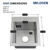MILOSEN Bar Sink 15''×17'', Drop in T304 Stainless Steel Sink,