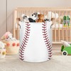 Bardic Large Laundry Basket Baseball Texture Laundry Hamper with Leather