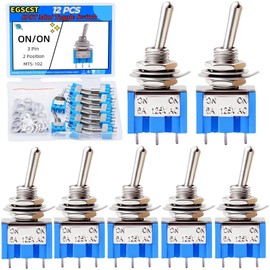 EGSCST 12PCS Mini Toggle Switch SPST 6A 125V Miniature ON/ON 3 Pin 2 Position Micro Rocker Switches 6 Amp 125 Volt MTS-102