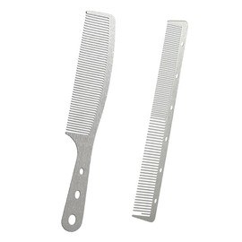 Peine de metal de 2 piezas, peine de dientes finos de acero inoxidable, diseño de dientes irrompibles, peine antiestático, resistente al calor, juego 