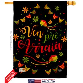 Ven Pro Arraia Garden House Flags Kit Celebration Festa Junina Brazilian Festivals Festas De São João Occasion June Party Small Decorative Gift Yard Banner Double-Sided Made In USA 28 X 40