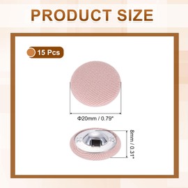sourcing map 15Pcs Fabric Cloth Covered Button, 20mm 32L Metal Shank Round Sewing Buttons Fabric Covered Button for Coat Dress Sweater Hats Crafts Making, Pink