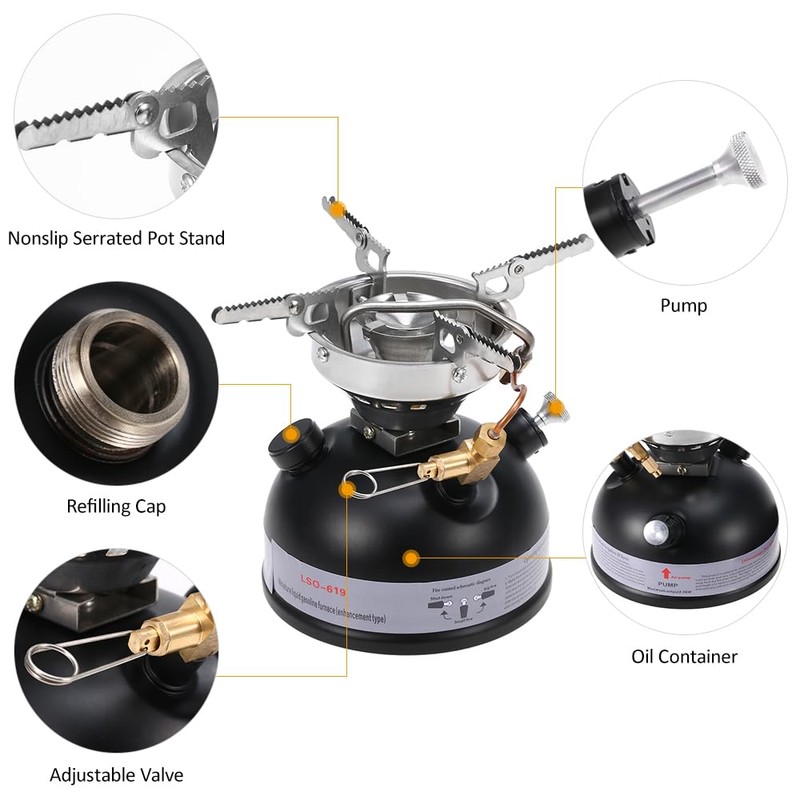 HUIOP Gasoline Stove, Portable Outdoor Camping Mini Gasoline Stove Liquid