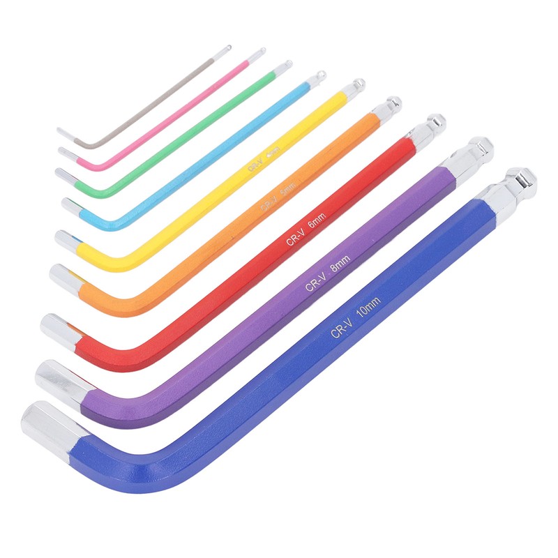 9 Pcs Hex Wrench Set Color Coded Non Slip CR