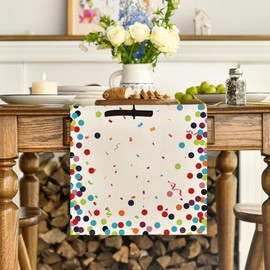 Artoid Mode Wave Point Happy Birthday Table Runner, Seasonal Kitchen Dining Table Decoration for Home Party Decor 40x180 cm