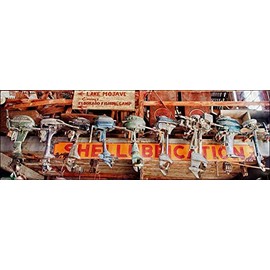 Panoramic Photograph of Vintage Trolling Outboard Boat Motors and Propellers at a Nevada Ghost Town. Panorama Photo Perfect Gift for Fisherman