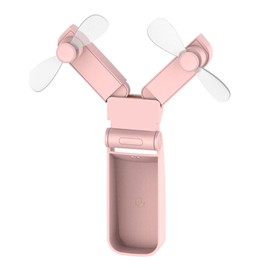 Folding Electric Fan Double Headed Portable Handheld Mini USB Fan for Outdoor Indoor Office Travel Pink