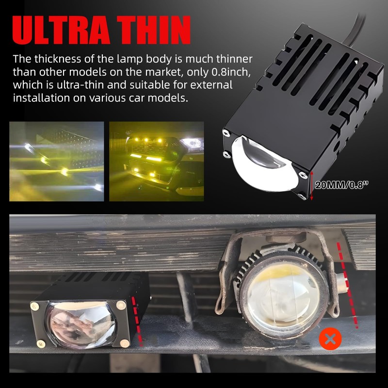 Super Bright Grill Driving Lights, Mini Projector Fog Lights for