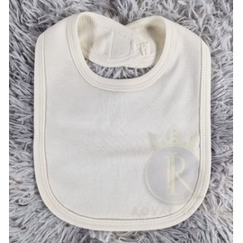 Royal Icon Baby Bibs 0-6 Months & 6-12 Months 100% Organic Cotton Hook and Loop Baby Feeding Bibs - Soft and Absorbent Baby Bib - Adorable baby weaning bib For Toddler Boys and Girls (6 x Cream)