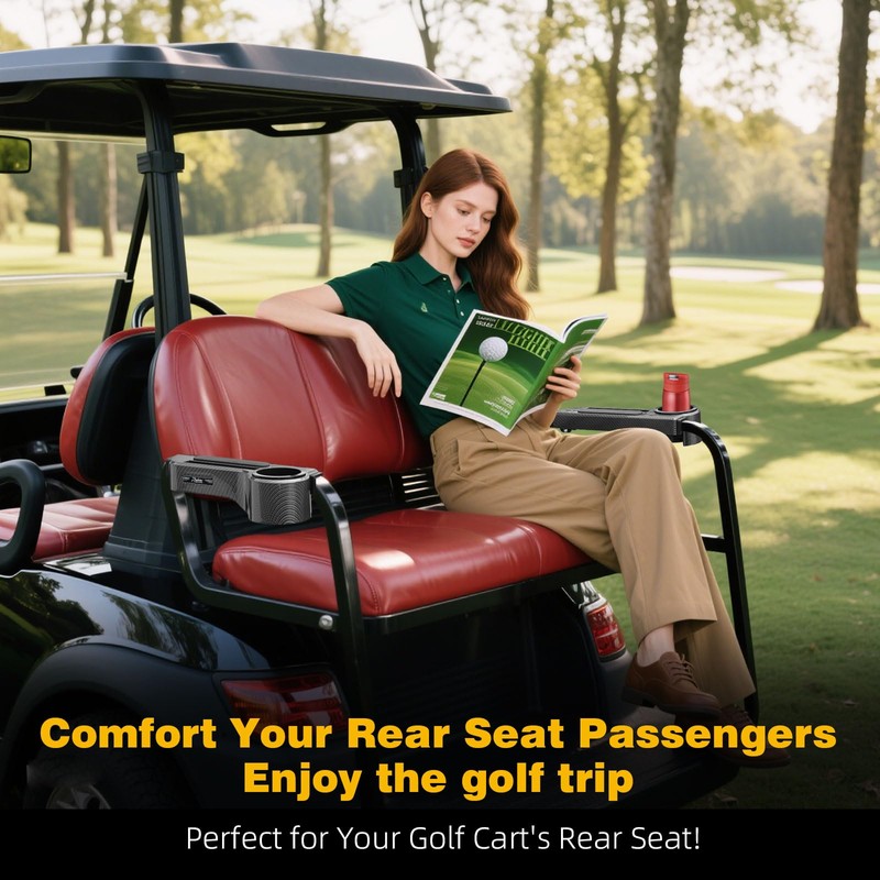 Roykaw Golf Cart Armrest with Cup Holder,No Drilling Rear Seat