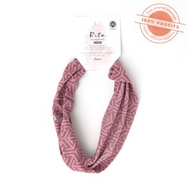 Aruna Handmade Pink Boho Bandeau Womens Headband - Sweat Absorbing Twist for Yoga, Gym & Mud Run Gear | Tie Dye Wicking Head Band Bandana for Hiking | Wide Sleeping Hair Accessories