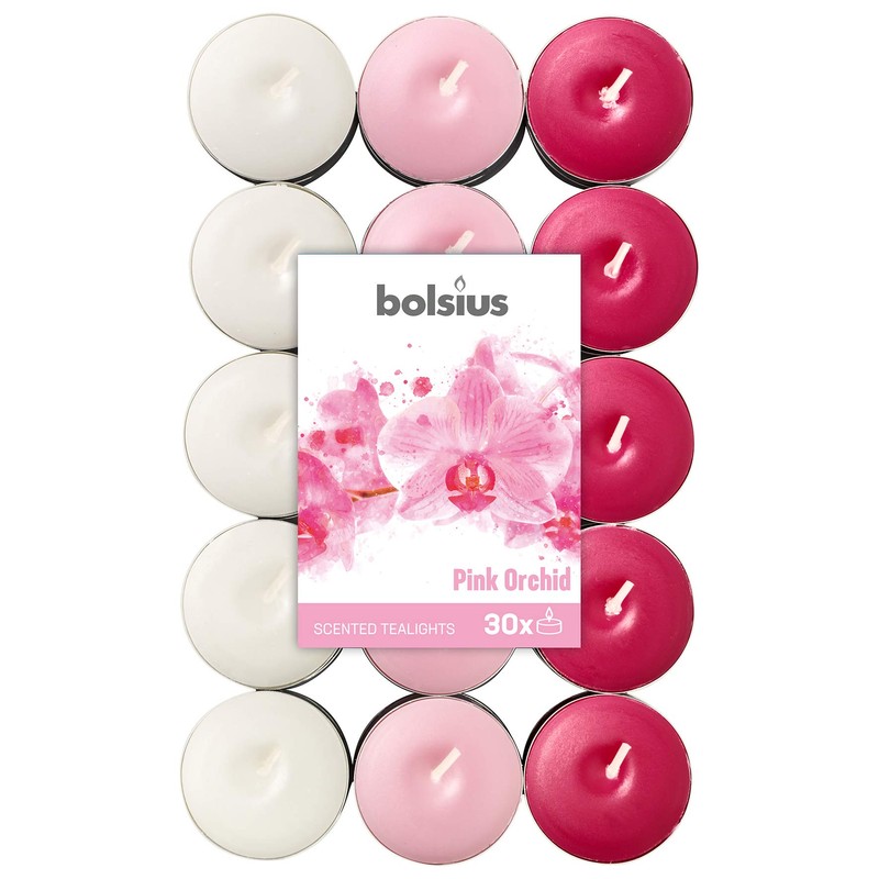 Bolsius - 30 Scented Tea Lights - Pink Orchid -