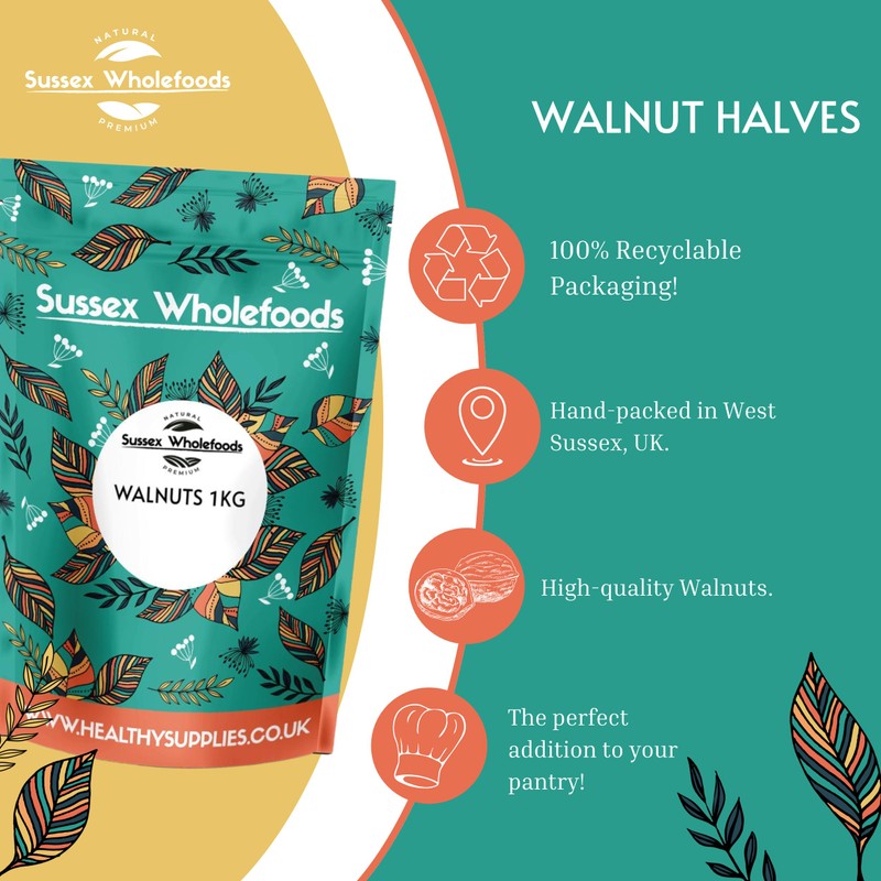 Sussex Wholefoods Walnut Halves 500g: Premium Quality, Nutritious Superfood Delight!