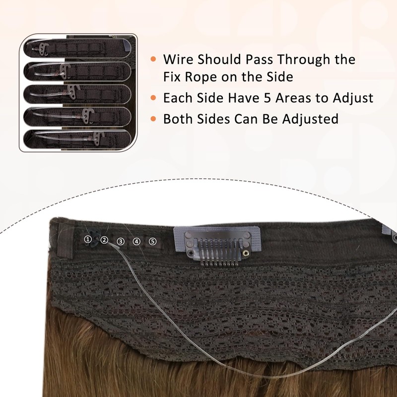 Full Shine Wire Human Hair Extensions 80 Grams Golden Brown