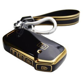 Gloss Smart Remote Key Fob Cover Case Protector + Keychain + Chrome Hook for KIA Forte Soul Telluride K5 Selto Sorento Sportage EV6 GT