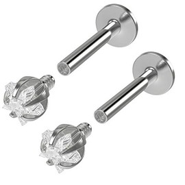 Bling Piercing 2pc 16g 1.2mm Star Stud Earrings for Women Men Set Hypoallergenic Stainless Steel Cartilage Bar Tragus Helix