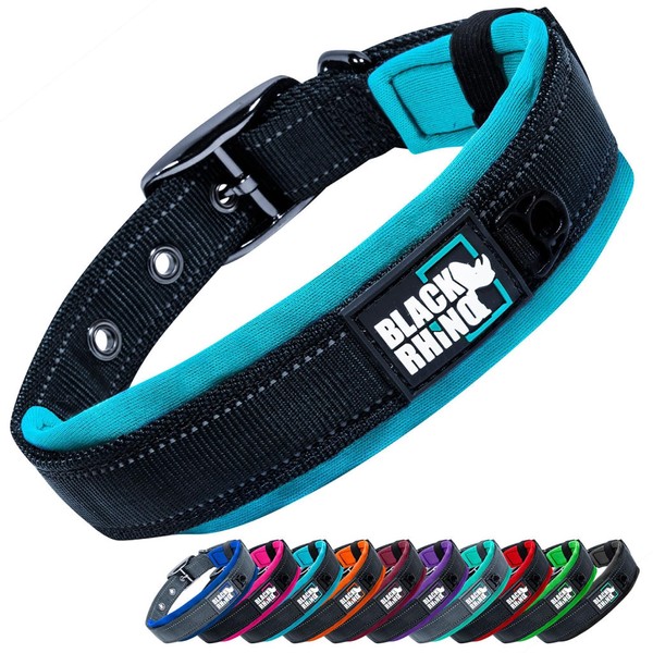 Black Rhino Extra Large Dog Collar - Adjustable Reflective Heavy