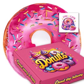 Gift-Ready Donut Throw in a Box – 70" Round Pink Flannel Blanket – Cute Doughnut Design – Cozy Food-Themed Gift for Kids & Adults – Soft Dessert-Inspired Throw