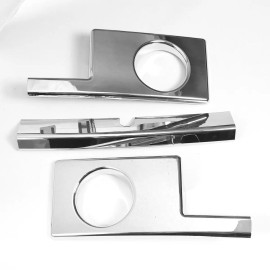 MXtech-23 3PCS Chrome Front Bumper Cover Fog Light Trim Accessories For 03 -09 Hummer H2