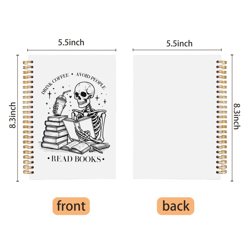 WNAGT Gothic Coffee Skeleton Book Spiral Notebook 5.5x8.3, Funny Goth