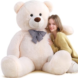Toys Studio Giant Teddy Bear, 59 inch Big White Stuffed Animal Life Size Plush Bear Toy Gift for Girlfriend Kids Christmas Birthday Valentines Day