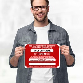 This Valve Controls Supply To Automatic Sprinklers Shut Off Valve Sign, 10x7 Inches, 4 Mil Vinyl Decal Stickers Weather Resistant, Made in USA by My Sign Center