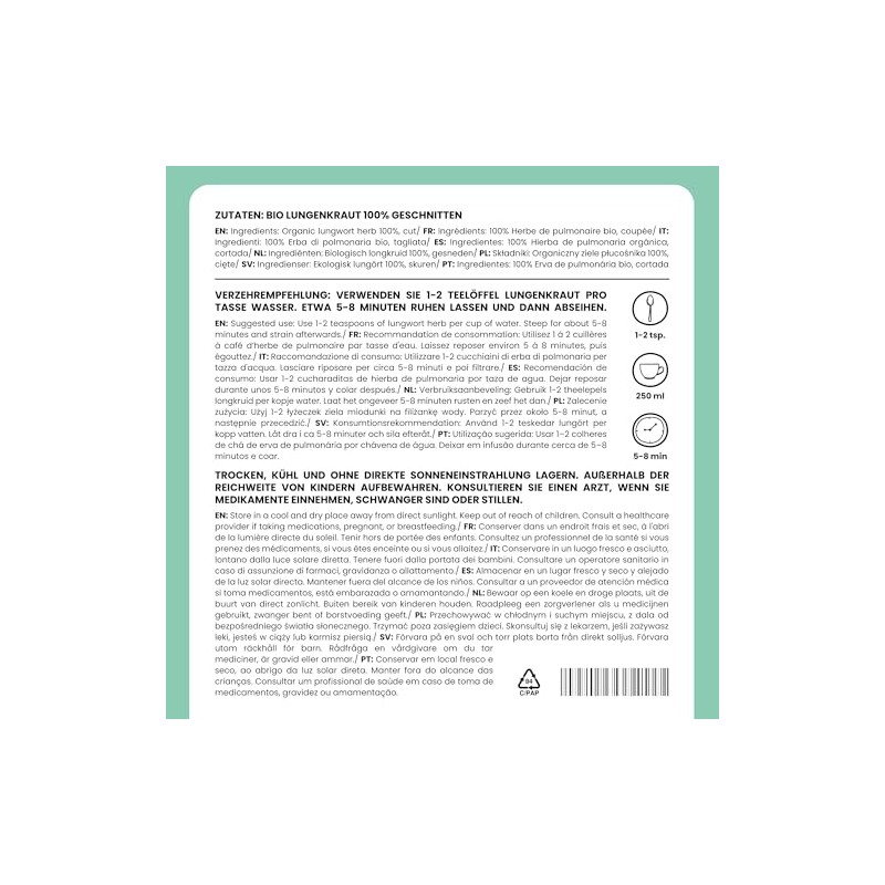 Alpi Nature Lungwort Tea Organic 200 g, Organic Lungwort Dried