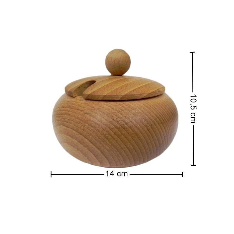 Wooden World - Large Wooden Sugar Bowl with lid Diameter