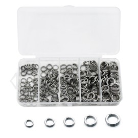 9KM DWLIFE Fishing Split Rings - Stainless Steel Double Ring Clips Snaps for Fishing Hooks Lures Connector (（3#,4#,5#,6#,7#）-250pcs)