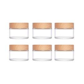 Miayon 6Pcs 1.06 oz Small Travel Lotion Containers with lids Glass Sample Empty Round Cosmetic Jar Bottles for Creams Makeup Lotion Toiletries Storage (White, 30 gram)