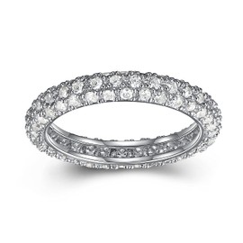 MORGAN & PAIGE Pavéd Eternity Ring - Classic Cubic Zirconia Pavé Ring Anniversary Eternity Band - 925 Sterling Silver Women’s Infinity Ring - Size 8