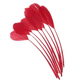 PATIKIL 50pcs 15-20cm Goose Hair Bulk Natural Feather Craft Carnival Handmade Clothes Wedding Party Style 4 Red