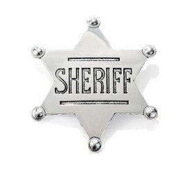 Sheriff Badge Silver Star Pin Cowboy Western Police America USA Deputy Metal Shiny Fancy Dress Up Costume