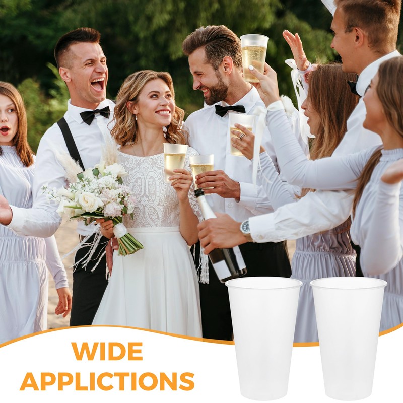 KesaPlan 50 Pack 16oz Clear Frosted Plastic Cups, Disposable Wedding