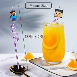 Fine jade2 Plastic Straws, Pack of 10, Reusable Plastic Straws, Curly for Birthday Party Decorations, Christmas, Party Accessories