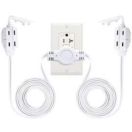 Kasonic 12 Feet Twin Extension Cord Power Strip, 6 Feet on Each Side, Flat Head Outlet Plug,6 Polarized Outlets with Safety Cover, Double Extension Cord Splitter for Indoor Use, ETL Listed