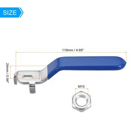 sourcing map Lever Handle Iron Chrome Plated Replacement Quarter Turn with Plastic Grip Blue for DN25 Ball Valve 2Pcs