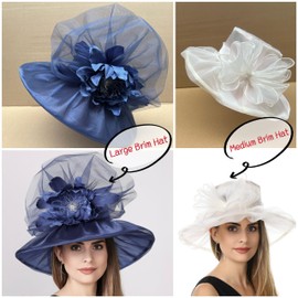 SAFERIN Derby Hat for Women Organza Fascinator Tea Party Wedding Church Dress Hats (US, Alpha, Medium, GZ-Green)