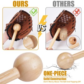 Baseball Glove Break-in kit for Men & Adult, One-Piece Structure Baseball Glove Mallet, Baseball Mitts Wooden Shaping Hammer, Softball Glove Wrap Band, Plastic Practice Ball & Glove Locks