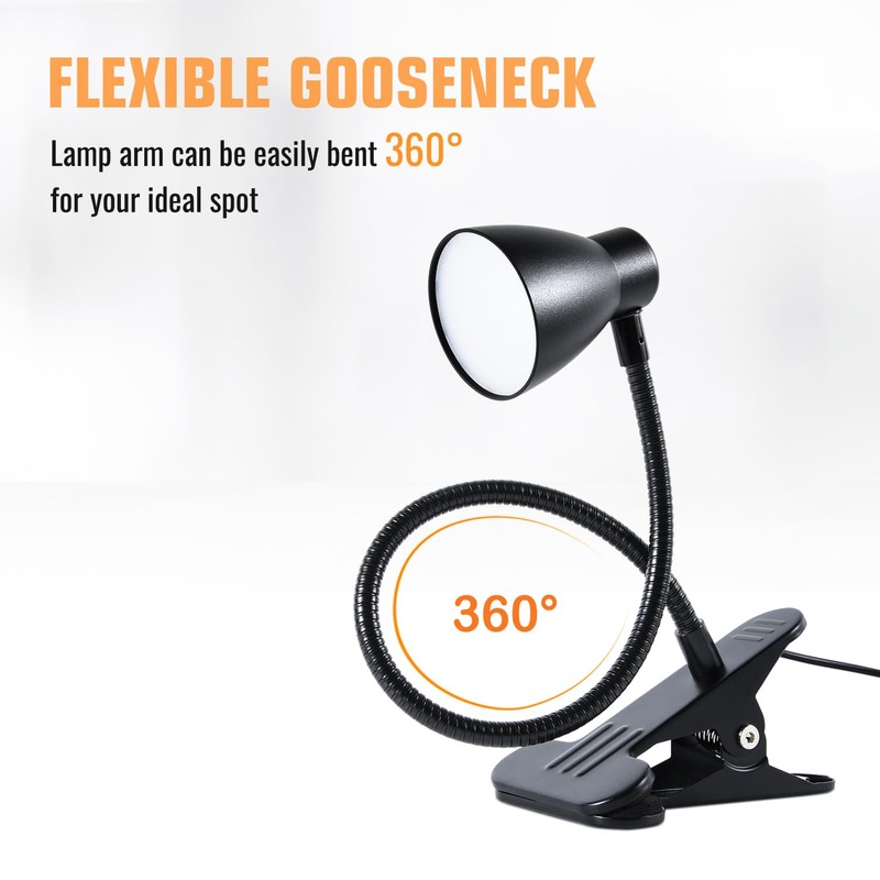 CeSunlight Clamp Desk Lamp, Clip on Reading Light, 3000K-6500K Adjustable