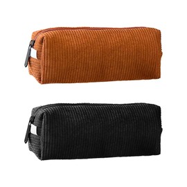 2-Piece Corduroy Pencil Case, Simple Plain Pencil Case, Large Stationery Bag, Cosmetic Bag, Pencil Case with Zip, Multipurpose Storage Bag
