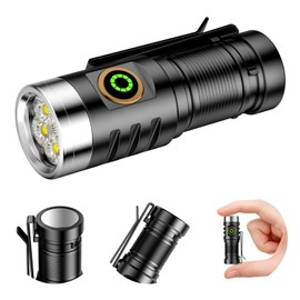 VOLISABER EDC Rechargeable Handheld Flashlight, 1600 Lumens Mini LED Powerful Super Bright 5 Modes Pocket Flashlights with Magnet and Two-Way Clip for Camping, Outdoor, Emergency